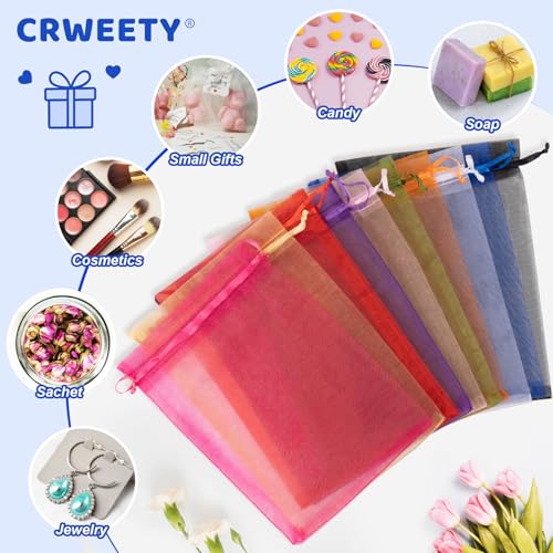 Image of Crweety 50 Pack Royal Blue Organza Bags 6x9 Inch, Small Mesh Gift Bags for Jewelry Sachet, Elegant Small Mesh Bag Drawstring for Candy Wedding Party Favor, Bridal Shower, Baby Shower & Graduation