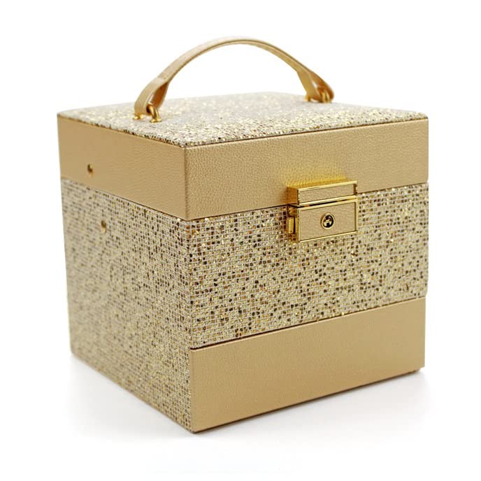 Joyero de Cuero – Organizador de Almacenamiento para Collares, Anillos y aretes – Elegante tocador con Cerradura para el hogar y los Viajes