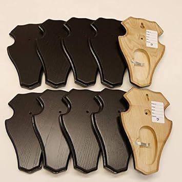 3 Trophäenschilder Für Rehgeweihe | Massiv Eiche Dunkel | Mit Kieferfach & Aufhängevorrichtung