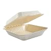 PrimeWare PLA-19 White Molded Fiber Hinged Lid Container, 9 Length x 9 Width x 3-316 Height, Large, PLA-Lined Case of 160