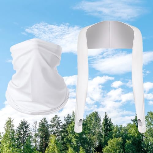 Polaina feminina refrescante para pescoço e braço com orifício para o dedo e conjunto, protetor sola