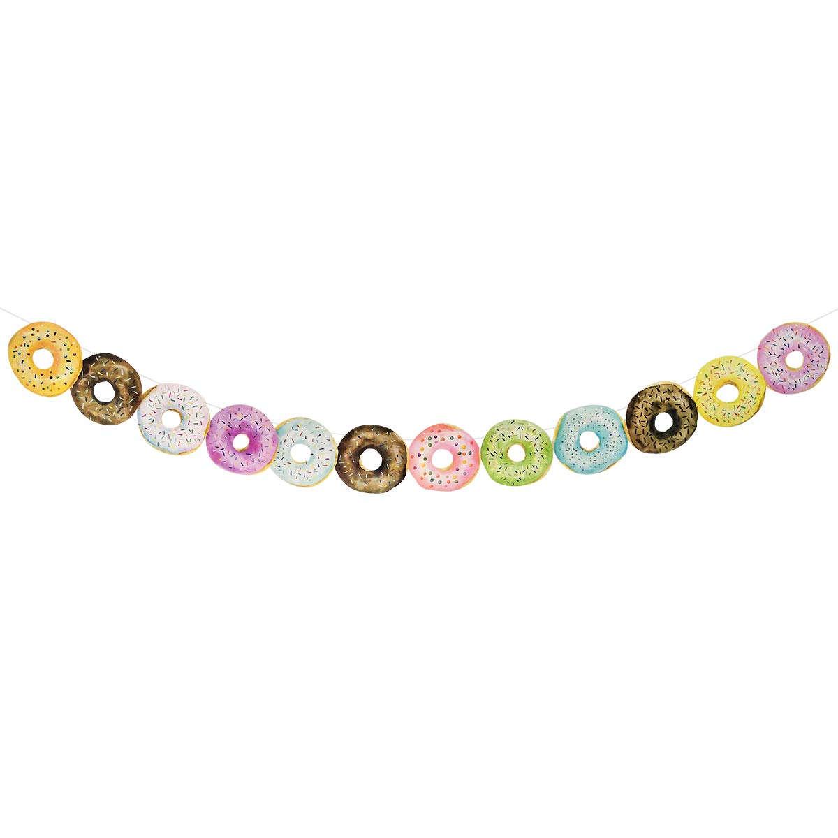 CIEOVO 12 Pcs/8.2" Long Donut Birthday Banner Donut Party Bunting Garland Background String for Donut Themed Party Tea Party Kids Birthday Baby Shower Wall Dessert Table Decoration