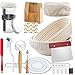 Aischens Set completo per lievito naturale 12 pezzi: cestino per pane ovale da 25 cm e cestino rotondo da 23 cm, supporto per pane in silicone, barattolo per fermentazione del lievito, set di immagine