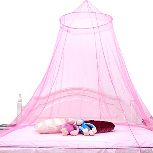Tingxuan Girl Princess Round Lace Mosquito Net Indoor Insect Bed Canopy Mesh Curtain Romantic Dream (Pink)