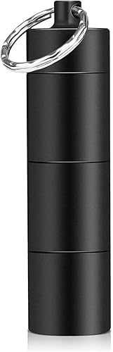 Opret Pastillero para llavero, 3 compartimentos de metal pequeño, pastillero de viaje portátil impermeable, contenedor de píldoras para bolso (negro)