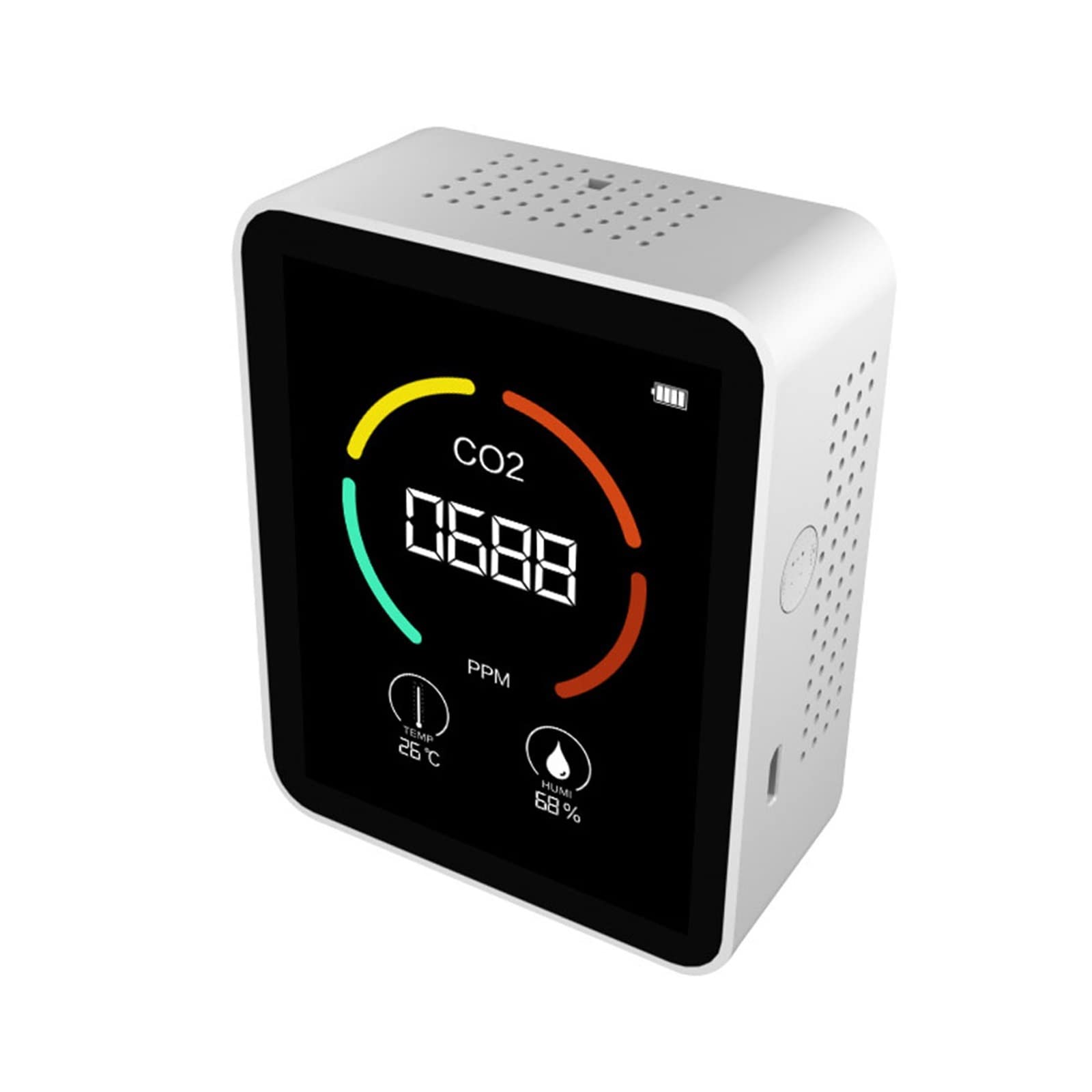 Gas Detector, Air Monitor CO2 Carbon Dioxide Detector Greenhouse Warehouse Air Quality Temperature Humidity Monitor Fast Measurement Meter(Bianco,Basic)