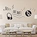 Notes de musique Clavier Casque Stickers muraux Décors Art Stickers pour chambre de couple, chambre d'enfant, (28" l x 24" h)