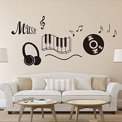 Vinilo decorativo musical de notas y teclado 28x24 in miniatura 2