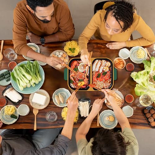 2-in-1 Electric Hot Pot with Grill, 900W Multifunctional Indoor Grill and Shabu Shabu Hot Pot, Adjustable Temperature Control, Non-Stick Coating, Perfect for Family Gatherings and BBQ Parties. - Image 5