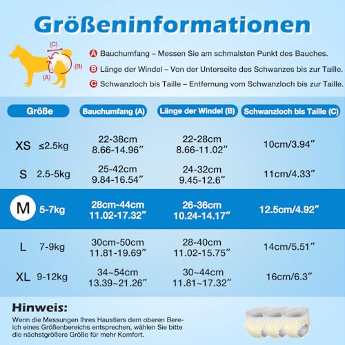 Flying Paws Hunde Windeln, 15 Stück M Anziehbare Einweg-Hundewindeln für Hündinnen - Rüdenwindeln mit dehnbarem Bund M-15