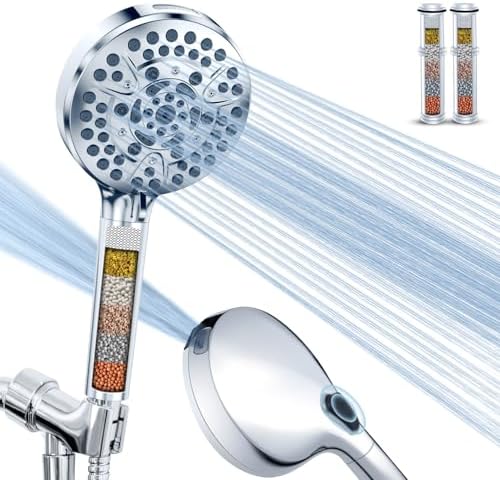 High Pressure Handheld Shower Head 10 Modes - Built-in Electric Wash for Clean Cleaning, Replaceable Filter Softens Hard Water to Remove Chlorine, 60 Inch Reinforced Hose, Holder - View 3