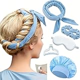 No Heatless Overnight Curle Headband, 70-inch long hair rollers soft silk ribbon,...