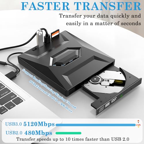 Lecteur externe CD DVD USB 3.0 graveur compatible Windows Linux Mac - 5