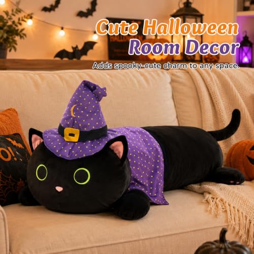 Image of MaoGoLan 44 inch Black Cat Stuffed Animal, Halloween Cat Body Pillow Gift Decor