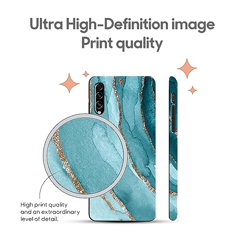 Image of COLORflow Back Cover Compatible with Samsung Galaxy A70 | Beautiful Blue Marble Golden Stripes | Designer Printed Hard CASE Bumper Back Cover