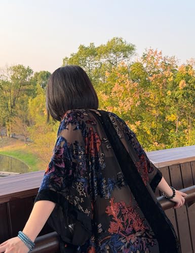 Image of MJ SERECA Women's Casual Long Velvet Kimono