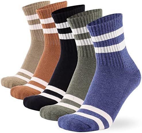 X.ANZG 5 Pairs mens Athletic Socks Cushion Crew Wicking Warm Socks Outdoor Hiking Sports Boot Socks