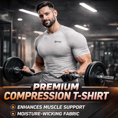 Image of Men's Half Sleeve Compression T-Shirt, Athletic & Sports Tights for Fitness Moisture Wicking, Enhances Circulation, Reduces Muscle Fatigue