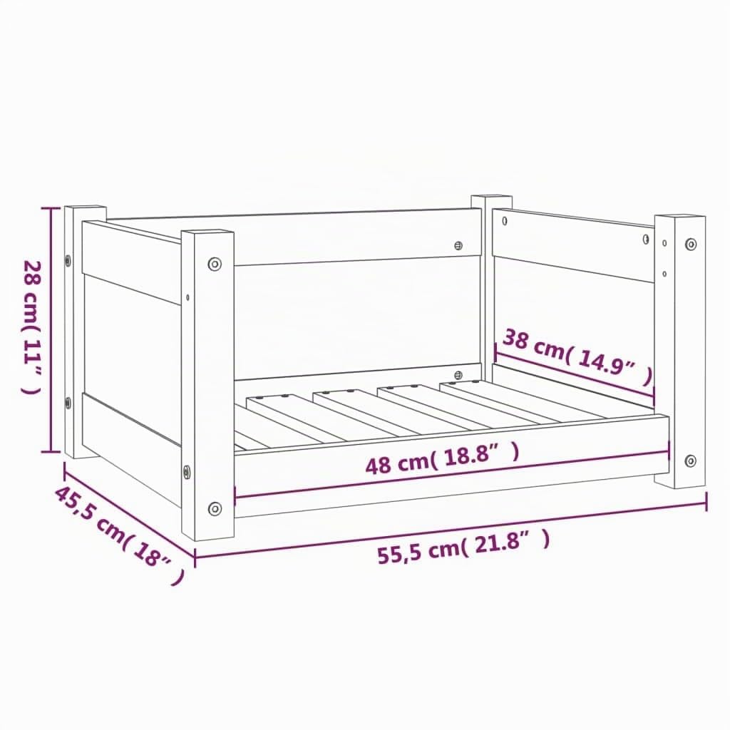 vidaXL Cama para Perros Madera Maciza de Pino Gris 55,5x45,5x28 cm Mascotas