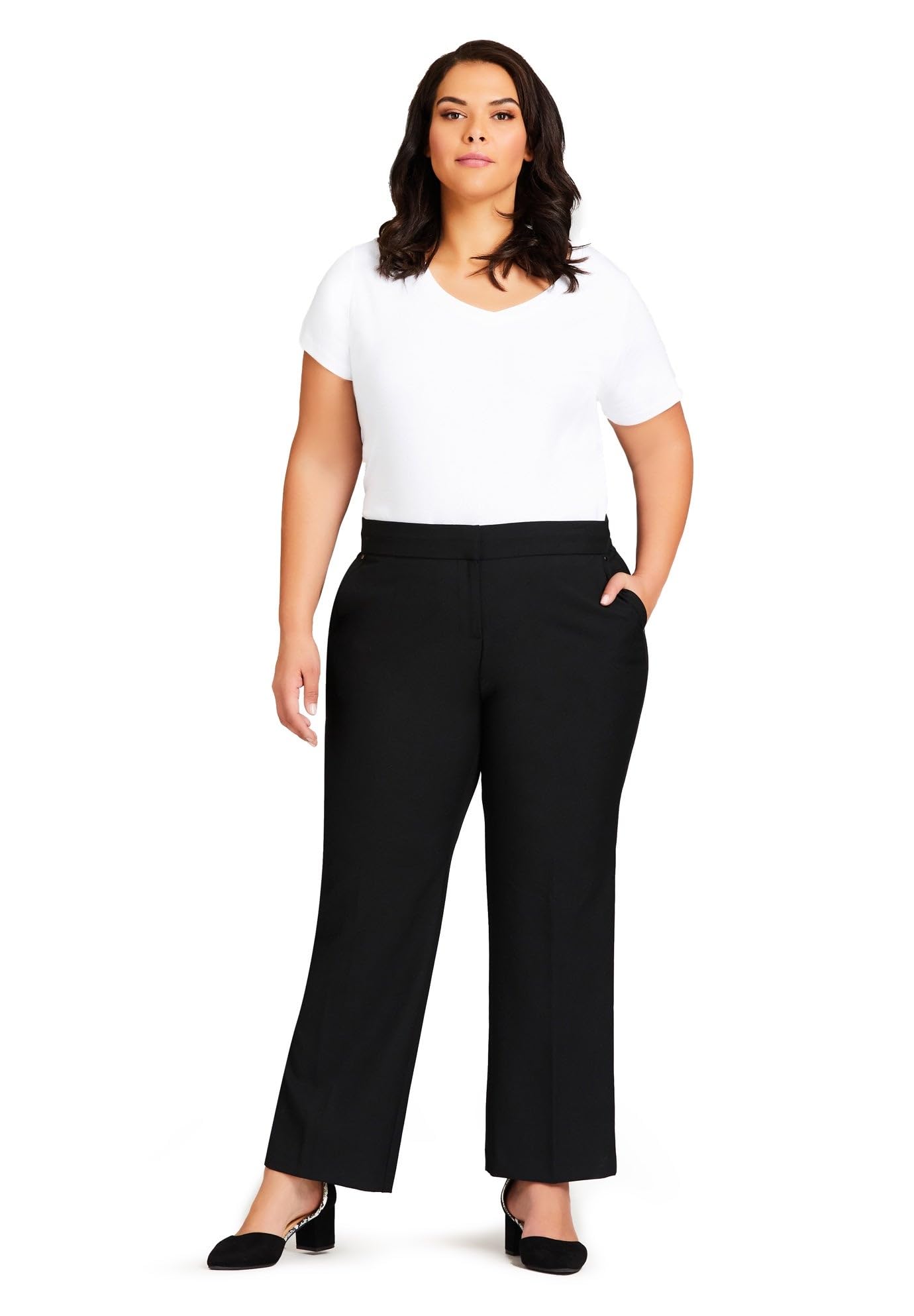 Avenue Womens Plus Size Tall Super Stretch Trouser