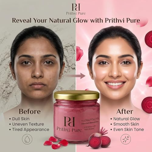 Image of Rose & Beetroot Radiance Ritual 200 Gms | Organic Double Filtered Herbal Face Pack for Bright Skin Glow Oil Control Tan Removal | Natural Skincare