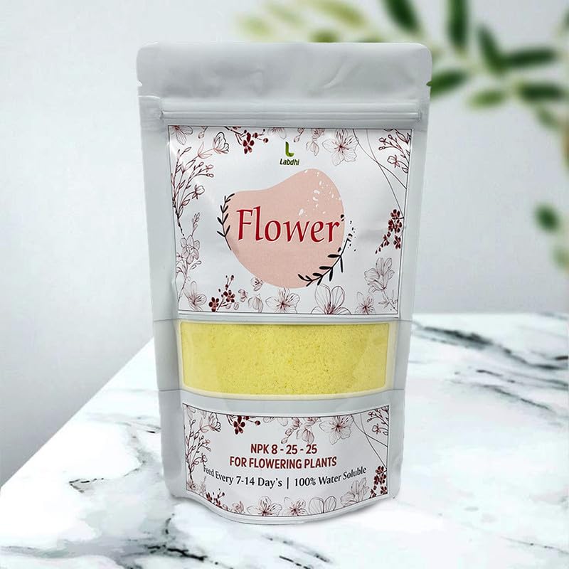 Labdhi® Flower Booster (500 gm) Specialized NPK 8-25-25 Fertilizer | Dedicated for Flowering Plants | Complete Nutrition and Growth Stimulator for All Flowering Plants