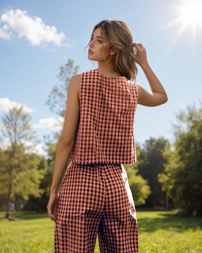 2 Piece Sets For Women 2025 Summer Matching Wide Leg Crop Pants Outfits Travel Vacation Beach Lounge Sets3