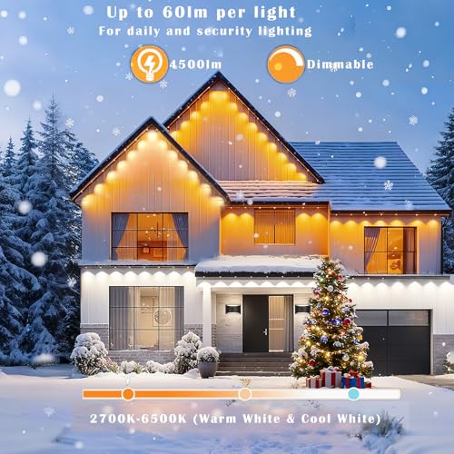 Image of rosykite Permanent Outdoor Lights, 200ft,144 Lights, RGB+IC & Tunable White