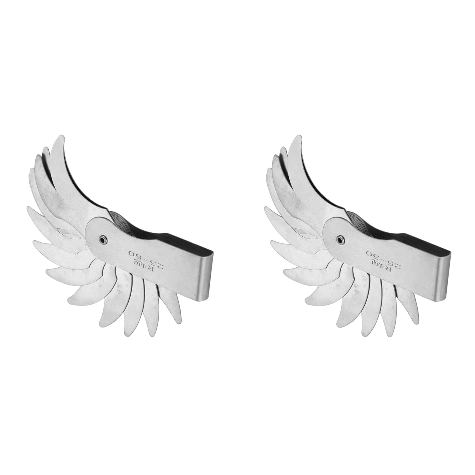 2Pcs Stainless Steel Radius Fillet Gauge, Internal External Concave Convex Measuring Tool R1-100 MM, Very Useful Gauge for Tool and Die Makers