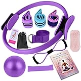 Revalinx Pilates Set Zuhause 9tlg, Pilates Yoga Set mit Pilatesring Damen, Yogaball, Widerstandsbändern, Gurt, Fitnessband, Rutschfesten Socken, Pilates Zubehör Damen, Pilates Reformer