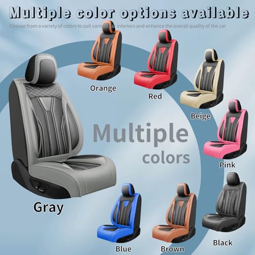 Image of Fit Equinox Car Seat Covers Compatible with Chevy Equinox 2011-2026, Premium Leather Breathable, Wear Resistant, Airbag Compatible, All-Weather Protection & Full Coverage, Full Set Gray&Black