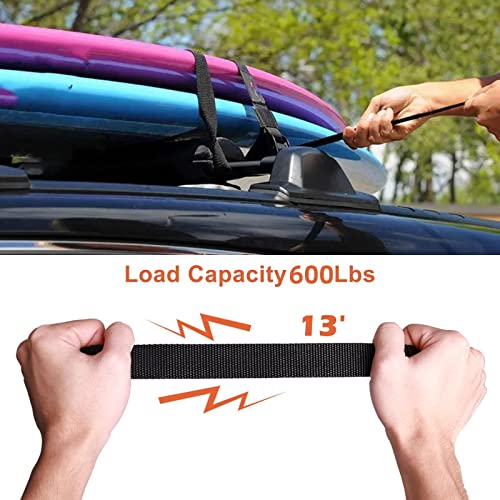 Mayehay 4 Pack 1" X 13' Lashing Straps With Webbing Pad Tie Down Straps Heavy Duty Cargo Straps Securing Strap For Roof Rack, Kayak, Canoe, Trailer, Motorcycle, Cargo, Truck, Luggage, Boat Tie Downs #TOP1