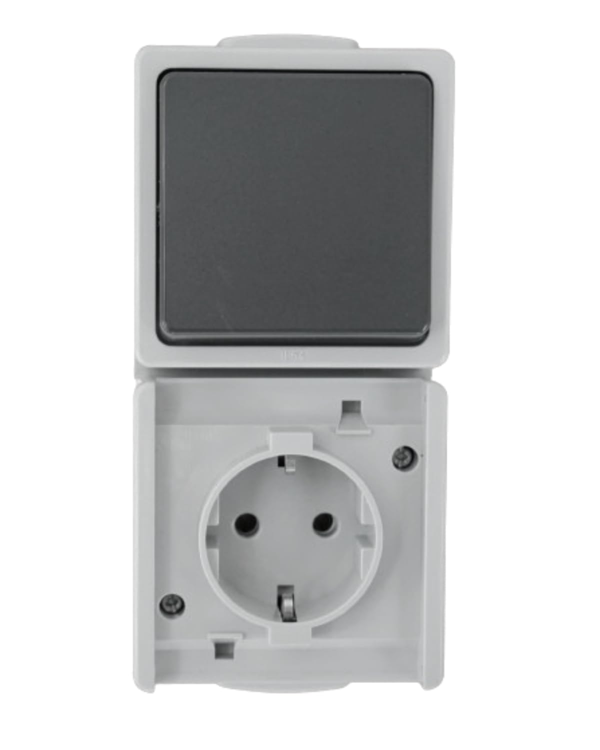 N&L 5x Schalter-Steckdosen-Kombi senkecht, IP54, spritzwassergeschützt, grau