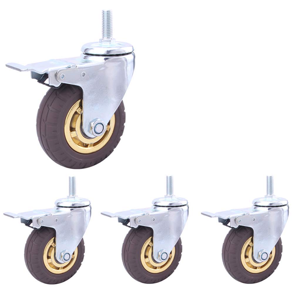 GBRJUYF Heavy Duty 3 inch M12 Caster Wheels for Furniture & Industrial Transport 480kg Capacity Silent Swivel Rubber Wheels Set of 4 Pieces