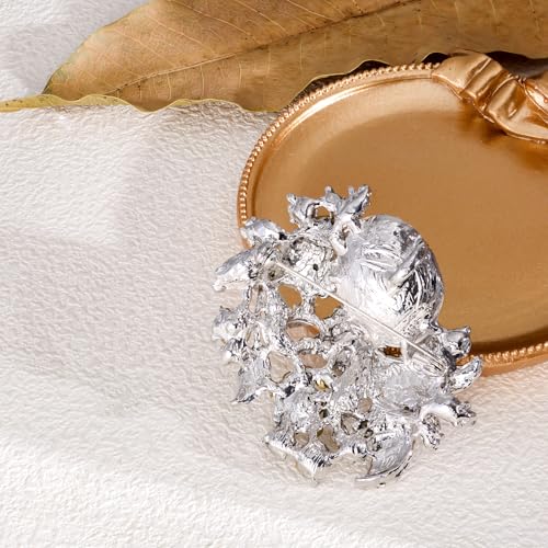 Image of SELOVO Rhinestone Glitter Flower Brooch Pin Jewelry Scarf Accessory Vintage Gold Tone