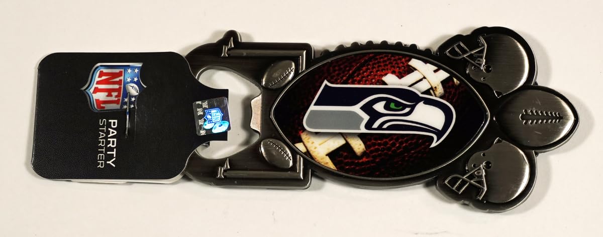 Rico Industries NFL magnetyczny metalowy otwieracz do butelek na imprezę, Seattle Seahawks