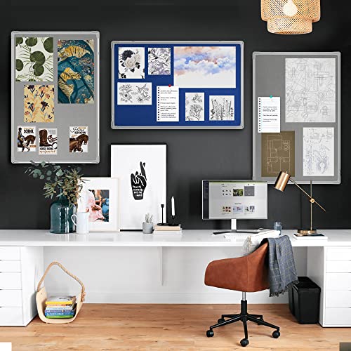 Maxtek Bulletin Board 36 X 24 Inches, Blue Pin Board Wall Mounted, Decor Cork Board For Home Office Classroom, 3 X 2 Ft Poster Board Message Pinboard, Memo Hanging Notice Board Aluminum Framed #TOP4