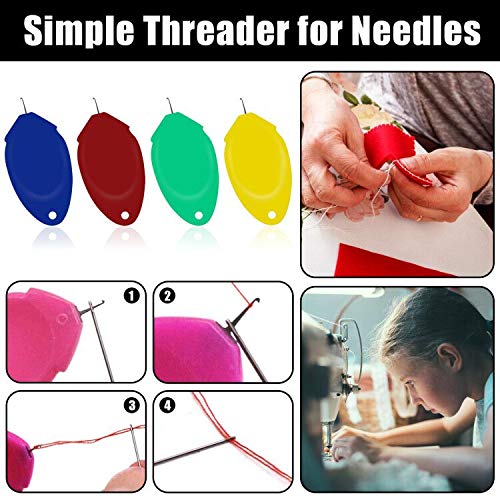 Needle Threaders TOOVREN 12 PCS Needle Threader Tool for Hand Sewing and Sewing Machine Simple Needle Threaders for Embroidery, Threaders for Sewing Needle Threader for Small Eyes Needle(Random Color)