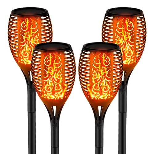 kefflum Solar Flammenlicht,4 Stück Solarleuchten für Außen Garten,96 LED...