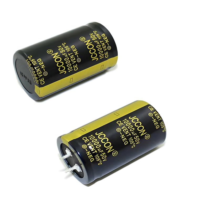 2 Pieces 50V 10000UF 2-pin soldered snap-in Terminal electrolytic capacitors for Welding Machine, LED Driver Power Supply, Charging Pile, etc.