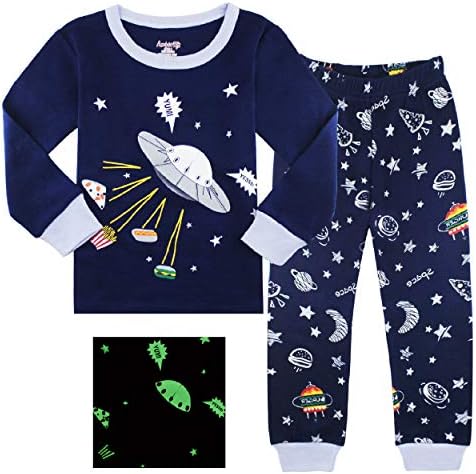AmberEft 7T Pajamas Boys Clothes Kids PJs Set Toddler Long Sleeve Space Sleepwear