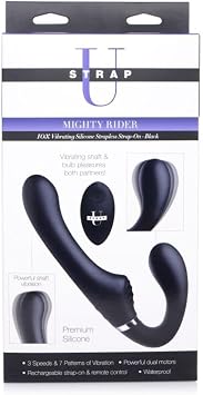 10X Vibrating Silicone Strapless Strap-on - Black