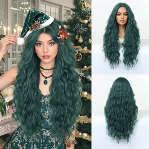 Pelucas verdes de parte media con rizos densos y textura suave de aspecto natural 3
