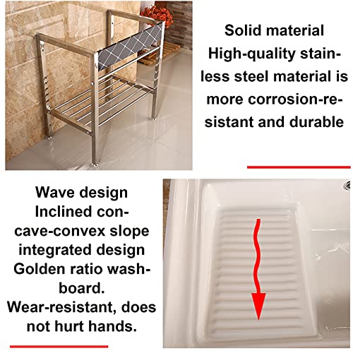 Rectangular Freestanding Stainless Sink White Porcelain Ceramic Washing Small Kitchen Sink With Faucet & Drainboard For Garage, Restaurant, Kitchen, Laundry Room, Outdoor (Size : 82Cm) #TOP2