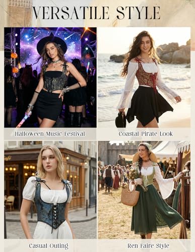 Image of Scarlet Darkness Corset Tops for Women Renaissance Underbust Corset Boned Lace Up Corsets