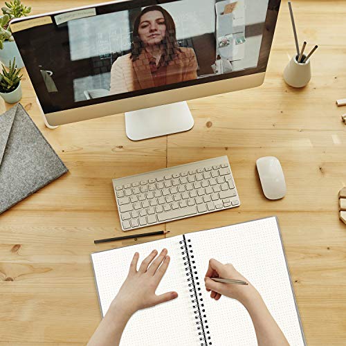 2 Pack B5 Dot Grid Notebook, Lainrrew Dotted Spiral Journals Dotted Grid Wirebound Journal With Transparent Hardcover, 100Gsm Thick Dotted Paper, 80 Sheets Per Book, 7.3 X 10" #TOP4