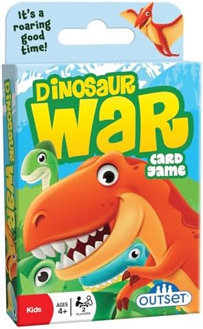 Outset Media Dinosaur War Card Game - The Classic Card Game War Now in Jurassic Splendor for 2 Players Ages 4 and up image 3