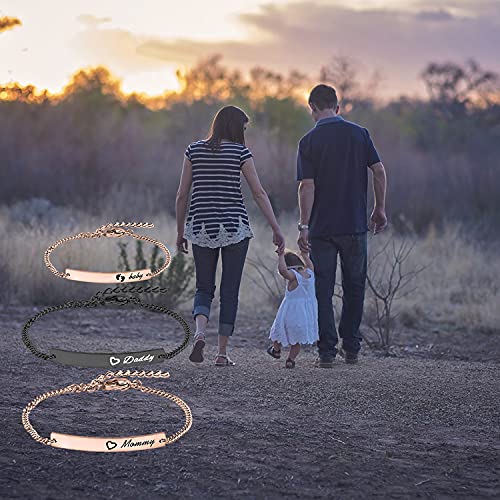 Image of WUSUANED Sn&Daughe&Mommy Bracelet Baptism Bracelet Mom Family Bar Bracelet Set Gift for New Mom&Newborn
