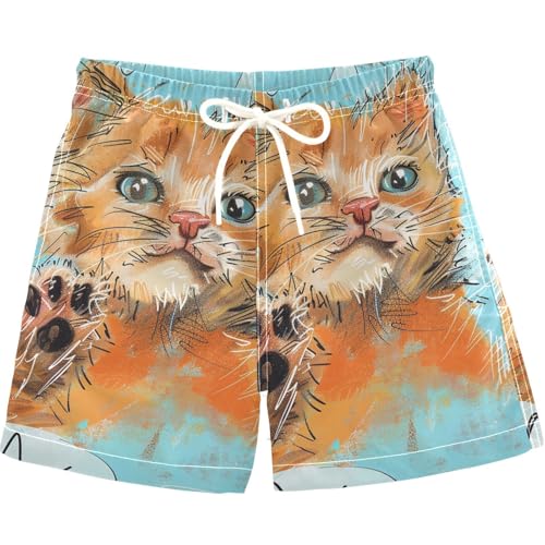 visesunny Summer Boy's Beach Shorts Baby Cat Cute Quick Dry Swim Trunks Baby Boy Bathing Suit with Pockets 4T Multi