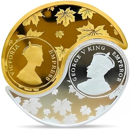 Silviya King George and Queen Victoria | 999 Pure Silver | Kaju Shape Coin (5 Gm x 2 Coins: 10 Gm) | Royal Heritage Gift |...
